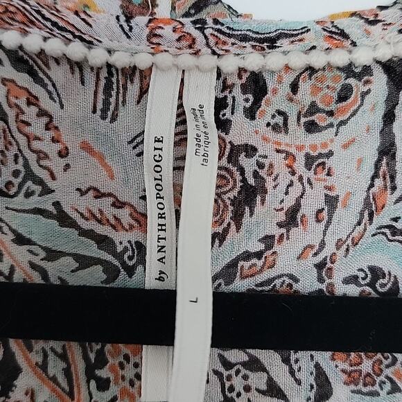 Anthropologie Womens Flounce Print Ruffle Blouse, L - Picture 4 of 8